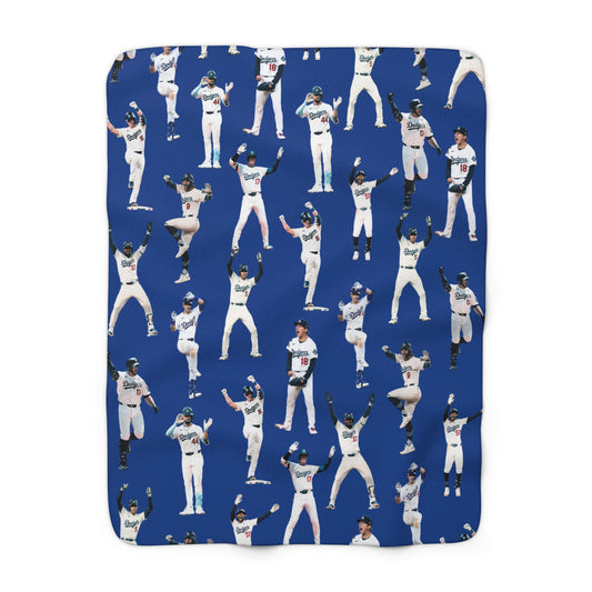 Dodgers World Champions Sherpa Fleece Blanket — Celebration Dance Design